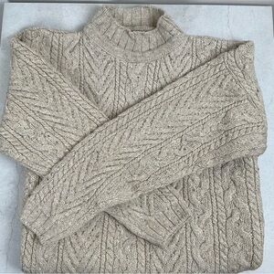 Vintage 90s Fisherman Cable Sweater Mock Turtleneck Size M